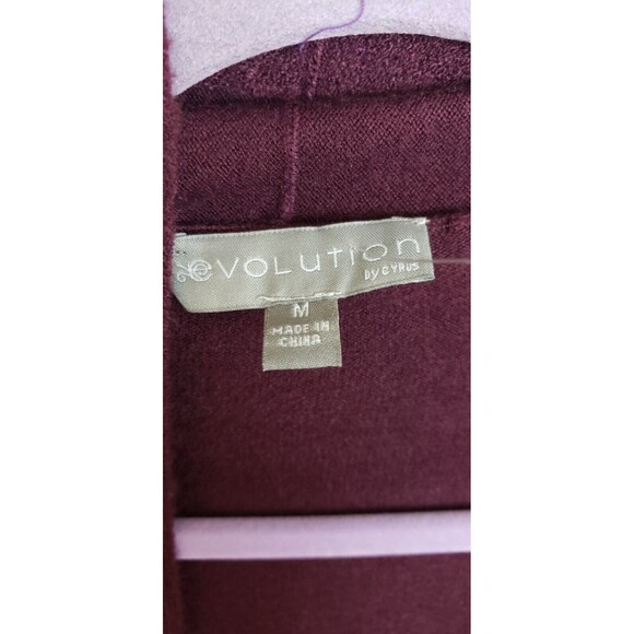 Evolution By Cyrus Myna Button Sleeve Cardigan Burgundy Merlot Wine Size Medium - Picture 3 of 5